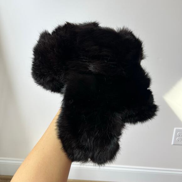 Vintage Fur Ushanka Hat Genuine Fox Fur Quilted Black Lining Neck Ties - Picture 2 of 6